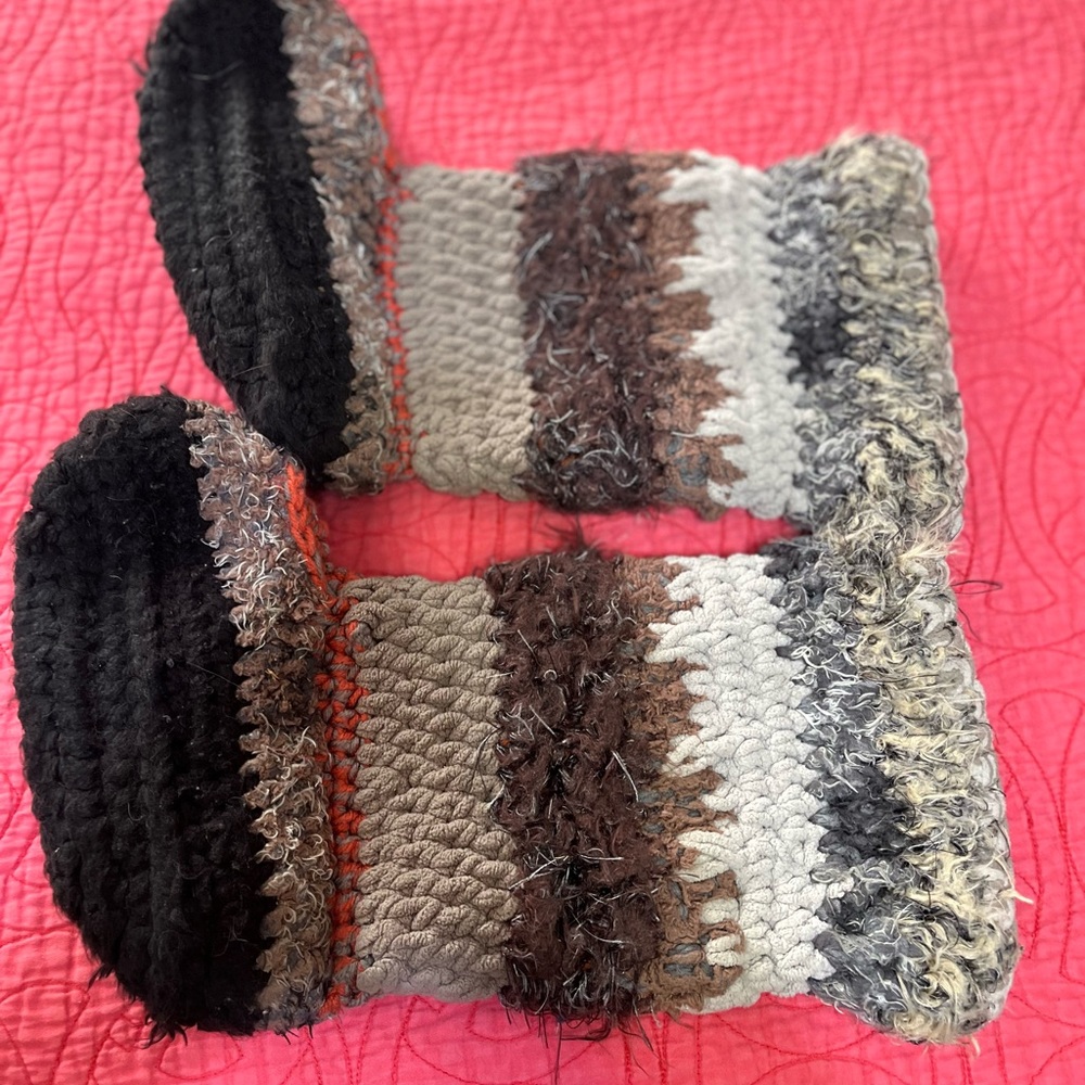 One of a kind- Handmade Multicolor Knit Slippers